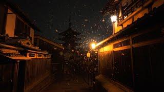 Walking in the Snowfall Historical Alleys KYOTO JAPAN | 4K ASMR | Snowfall in Kyoto City Ambience