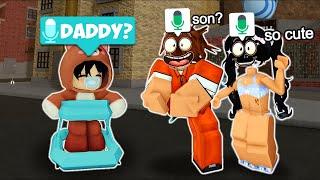 Pretending to be the Cutest BABY In Roblox Da Hood VOICE CHAT