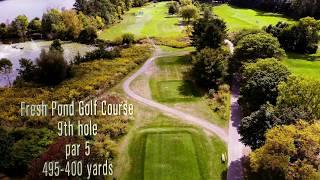 The par 5, 9th hole at Fresh Pond Golf Course in Cambridge, MA.