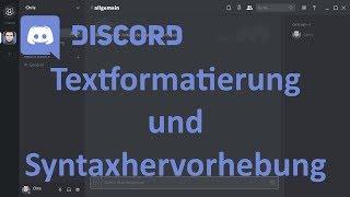 Discord: Textformatierung und Syntax-Highlighting (german/deutsch)