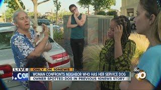 Woman confronts neighbor who has her service dog