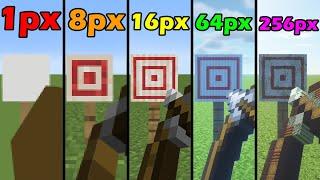 bow in 1px vs 8px vs 16px vs 64px vs 256px