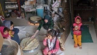 "Susan's baking bread for Abolfazl on a snowy day (of course, to reduce the house rent)"