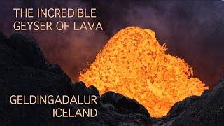 Mon drone au dessus de l’incroyable geyser de lave du volcan Fagradalsfjall