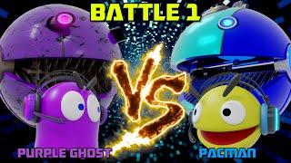 PACMAN VS PURPLE GHOST | ROBOT FIGHT | BATTLEPACBOTS #1