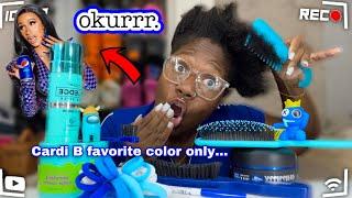 Doing my Natural Hair only using Cardi B favorite color products