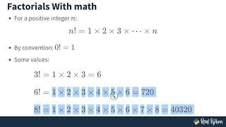 Exploring Python's math Module - Constants, Factorials, Rounding