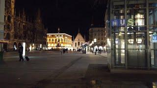 Munich city night walk to Marienplatz, virtual walking tour 2021