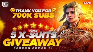Thank you for 700K | 5 X-Suits Giveaway | PUBG MOBILE Live 