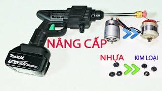 Độ Máy Rửa Xe 220k mua Shopee lên động cơ Brushless, Nhông kim loại, Pin Makita