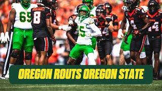 REACTION: No. 9 Oregon Routs Oregon State 49-14 | Ducks Dish Podcast