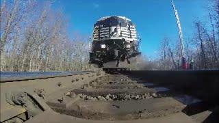 NS train runs over GoPro and knocks it under switch with sparks!