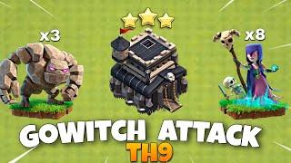 Th9 GoWitch Attack Strategy | Th9 Best Attack Strategy | Th9 Witch Slap | Th9 War Attack - Coc