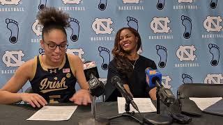 Notre Dame guard Olivia Miles and Irish coach Niele Ivey after win at #UNC. #ND