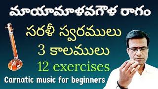 Mayamalavagowla ragam | saraliswaras in 3 speeds | carnatic music lesson for beginners in Telugu