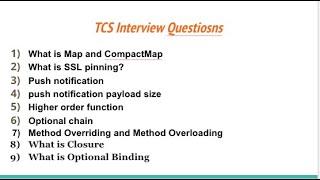 TCS Interview Questions and Answer in swift 5.3