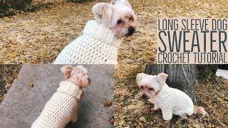 Warm Chunky Long Sleeve Dog Sweater Crochet Tutorial