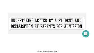 How to Write an Undertaking Letter by a Student for Admission
