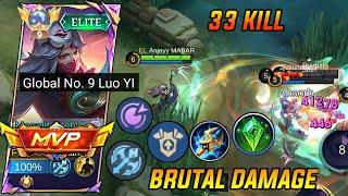 33 Kills!! 100% Brutal Damage Build Luo Yi One Shot Combo !! Luo Yi Best Build & Emblem 2024 | MLBB