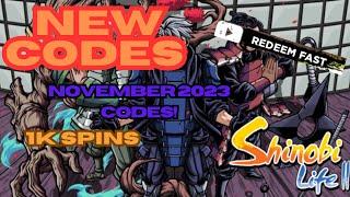 NEW 1000 SPINS CODES ON SHINOBI LIFE 2 | November 2023 | Roblox Shonibi Life 2