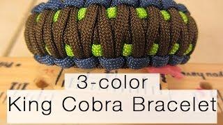 How To Make A King Cobra Paracord Bracelet (3-color!)