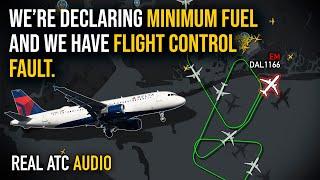 Delta Airbus A320 Almost RUN OUT OF FUEL during an emergency at JFK Airport. REAL ATC