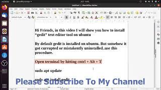 How to install gedit text editor tool on ubuntu all versions | 2022 | learn easy