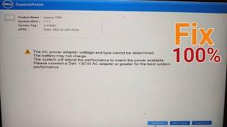 the ac power adapter wattage and type cannot be determined the battery may not charge dell | dell