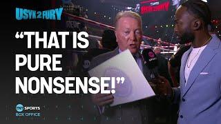 Frank Warren left dumbfounded by the judges scorecard after Usyk's unanimous decision win vs Fury 