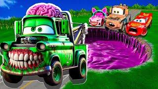 ZOMBIE Pit Transform In Beast Lightning McQueen & Big & Small Pixar Cars! Beam.NG Drive!