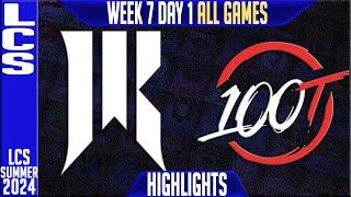 SR vs 100 Highlights ALL GAMES | LCS W7D1 Summer 2024 Shopify Rebellion vs 100 Thieves Week 7 Day 1