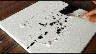 Easy Abstract Painting /Satisfying/Smearing paints on canvas/Demonstration/Project 365 days/Day#0202