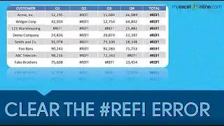 How to clear a #REF! Error in Excel