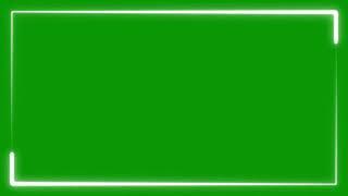 Square Shape Frame -  White Neon Effect - Green Screen - Chroma Key - No Copyright