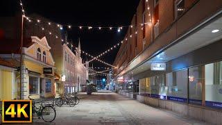 4K Night Walk  - Exploring the city streets of Växjö, Sweden