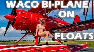 Waco Bi-plane on Floats Flying South Beach Miami