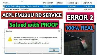 #Error2: The system cannot find the file specified? || in ACPL FM220 RD SERVICE || COMPUTER MASTER