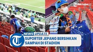 Salut, Suporter Jepang Bersihkan Sampah di Stadion Piala Dunia 2022