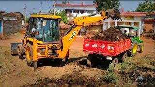 #JCB 3DX Backhoe And John Deere Tractor With Trolley Dirt Loading in Trolley | JCB and Tractor Vidio