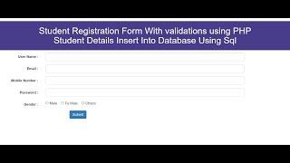 Registration Form With validations using PHP | How to Insert Form Data Into Database Using Sql