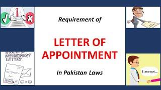 Appointment Letter – as per Pakistan Laws “Standing Orders,1968 & Sindh Terms of Employment Act 2015