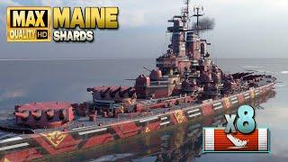 Battleship Maine: 8 ships destroyed on map Shards - World of Warships