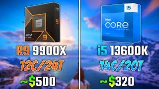 AMD RYZEN 9 9900X vs INTEL i5-13600K | Test in 6 Games