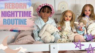 Reborn BATH Time  NIGHT time  ️  ROLEPLAY with FOUR dolls #rebornbaby #reborns #babydoll