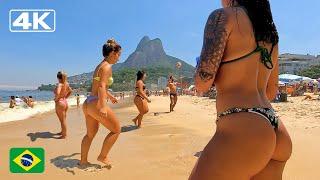  4K Hot sunny day at Leblon Beach| Bikini Beach in Rio de Janeiro.