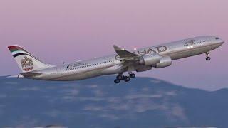[FullHD] Etihad Airbus A340-500 heavy takeoff at Geneva/GVA/LSGG