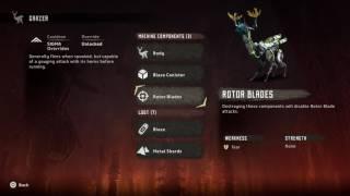 Horizon Zero Dawn - Machines Notebook: Grazer: Cauldron, Components, Weaknesses, Strengths