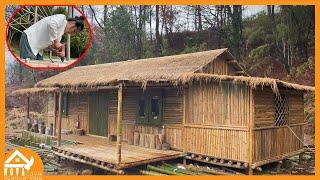 Full Video: 30 days Building Warm Survival Shelter, Bushcreaft Bamboo house | Leaving city