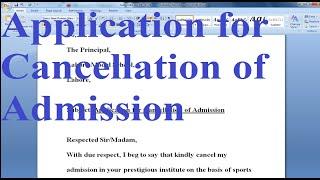 Application for Cancellation of Admission