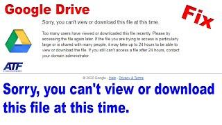 Sorry, you can't view or download this file at this time Fix